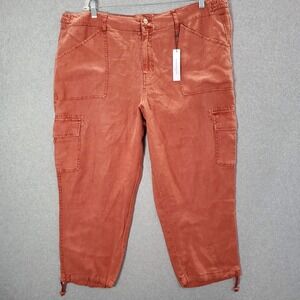 Sanctuary Women Pants 20w Orange Cargo Linen Utility‎ Pockets Inseam 26" NWT